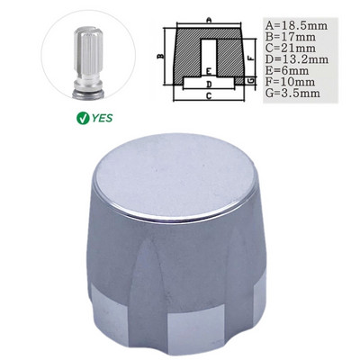 1Gb alumīnija sakausējuma potenciometra kodētāja skaļuma kontroles audio pogas vāciņš 6 mm vārpstas cauruma pogai (rievota vārpsta / D ass)