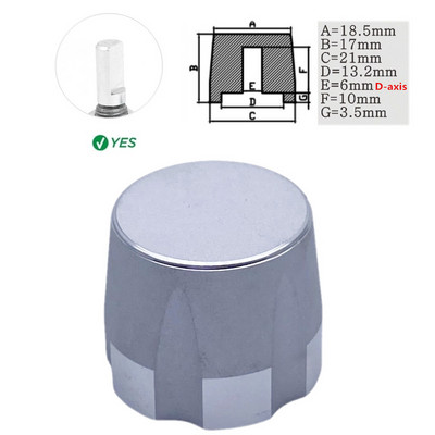 1Gb alumīnija sakausējuma potenciometra kodētāja skaļuma kontroles audio pogas vāciņš 6 mm vārpstas cauruma pogai (rievota vārpsta / D ass)