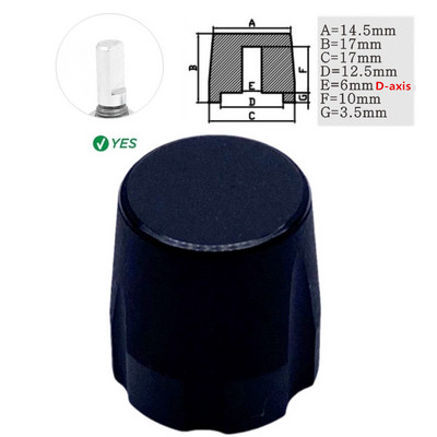1Gb alumīnija sakausējuma potenciometra kodētāja skaļuma kontroles audio pogas vāciņš 6 mm vārpstas cauruma pogai (rievota vārpsta / D ass)