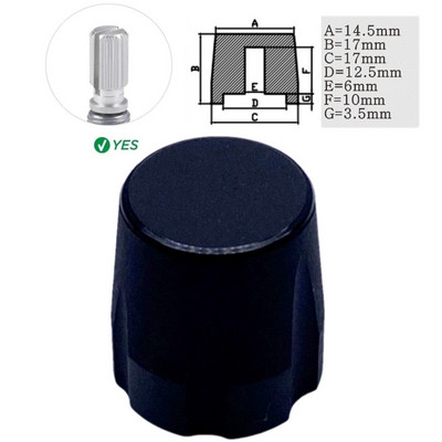 1Gb alumīnija sakausējuma potenciometra kodētāja skaļuma kontroles audio pogas vāciņš 6 mm vārpstas cauruma pogai (rievota vārpsta / D ass)