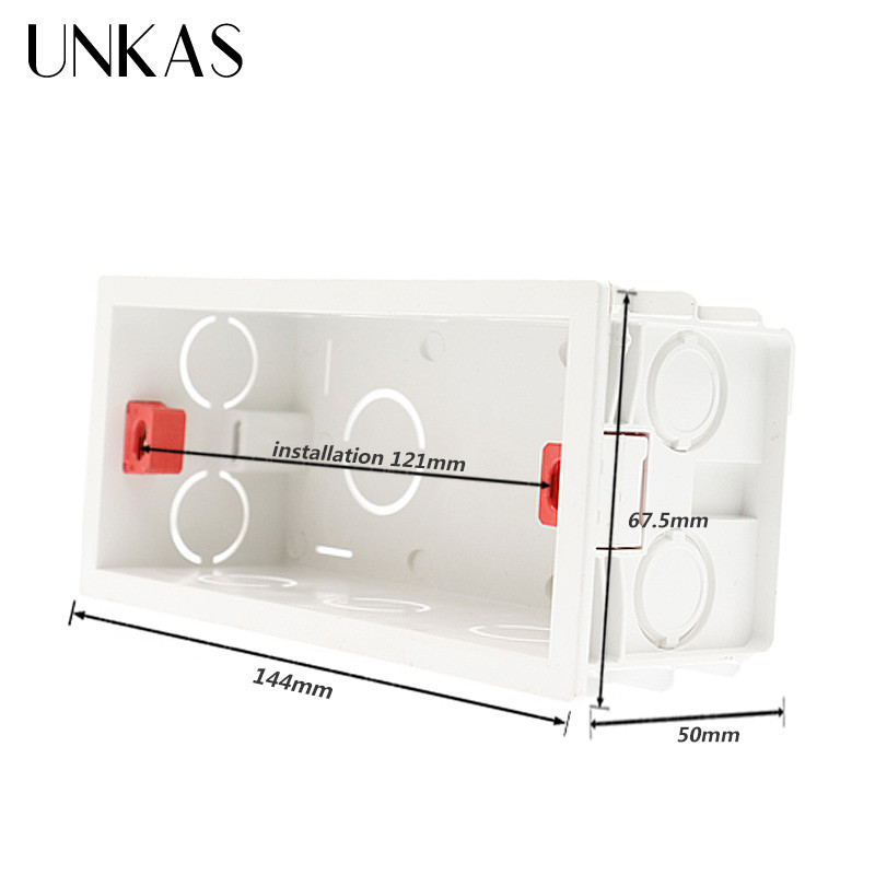UNKAS ülikvaliteetne 144 mm * 67,5 mm sisemine kinnituskarbi tagakassett 154 mm * 72 mm seinavalgusti puutelüliti ja USB pesa jaoks