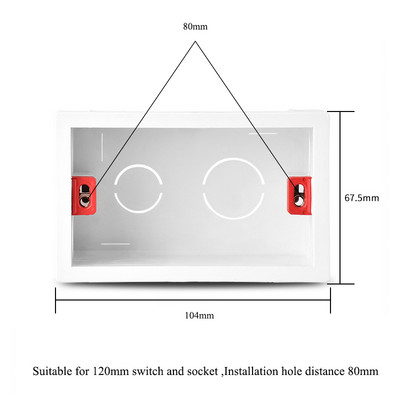 60 mm 80 mm 120 mm ligzdas pamatnes komplekts Sadales kārbas virsmas stiprinājums Apakšējā kārbas sienas slēdža ligzda Universāla uzstādīšanas kaste Balta