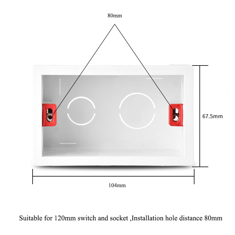 60 mm 80 mm 120 mm ligzdas pamatnes komplekts Sadales kārbas virsmas stiprinājums Apakšējā kārbas sienas slēdža ligzda Universāla uzstādīšanas kaste Balta
