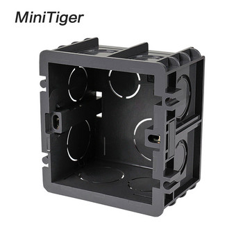 Minitiger Високоякостна монтажна кутия Вътрешна касета 82 мм * 76 мм * 50 мм за ключ и контакт тип 86, черна задна кутия за окабеляване