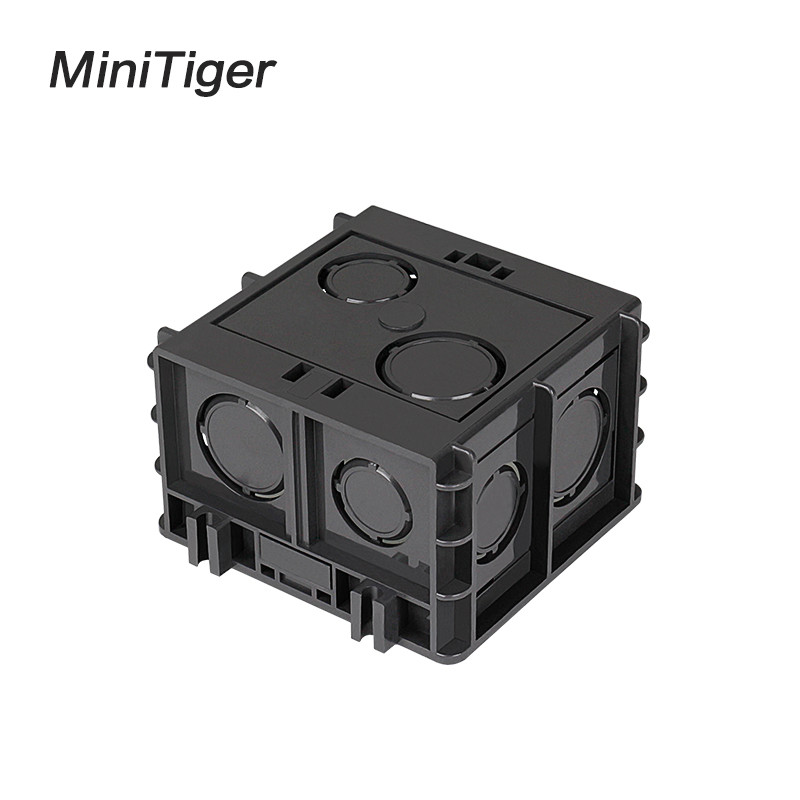 Minitiger kutija za ugradnju visoke čvrstoće, unutarnja kazeta 82 mm * 76 mm * 50 mm za prekidač i utičnicu tipa 86, crna stražnja kutija za ožičenje