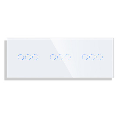 Bingoelec 86 * 229mm 3/6/9Gang kolme puutetundliku anduri lülitipaneel sobib puutelüliti funktsiooniga, ainult klaas valge must