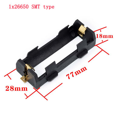 1 vnt 1x 2x 26650 serijos baterijos laikiklio dėklas juodas ABS plastikinis apvalkalas SMT/SMD/PIN baterijos laikiklio dėžutė, skirta grandinės plokštėms pasidaryk pats