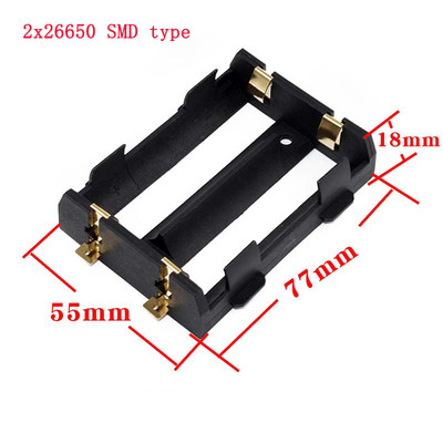 1 vnt 1x 2x 26650 serijos baterijos laikiklio dėklas juodas ABS plastikinis apvalkalas SMT/SMD/PIN baterijos laikiklio dėžutė, skirta grandinės plokštėms pasidaryk pats