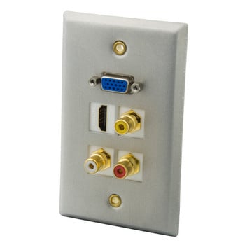 Single Gang Solid Style Алуминиев Метален VGA HDMI USB3.0 3.5 mm Аудио 3RCA AV CAT6 RJ45 Female to Female Wall Plate Face Plate