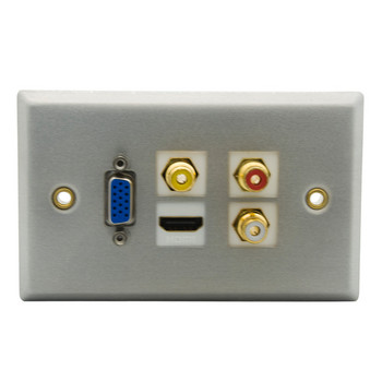 Single Gang Solid Style Aluminium Metal VGA HDMI USB3.0 3,5mm Audio 3RCA AV CAT6 RJ45 Female to Female Plate Wall Face