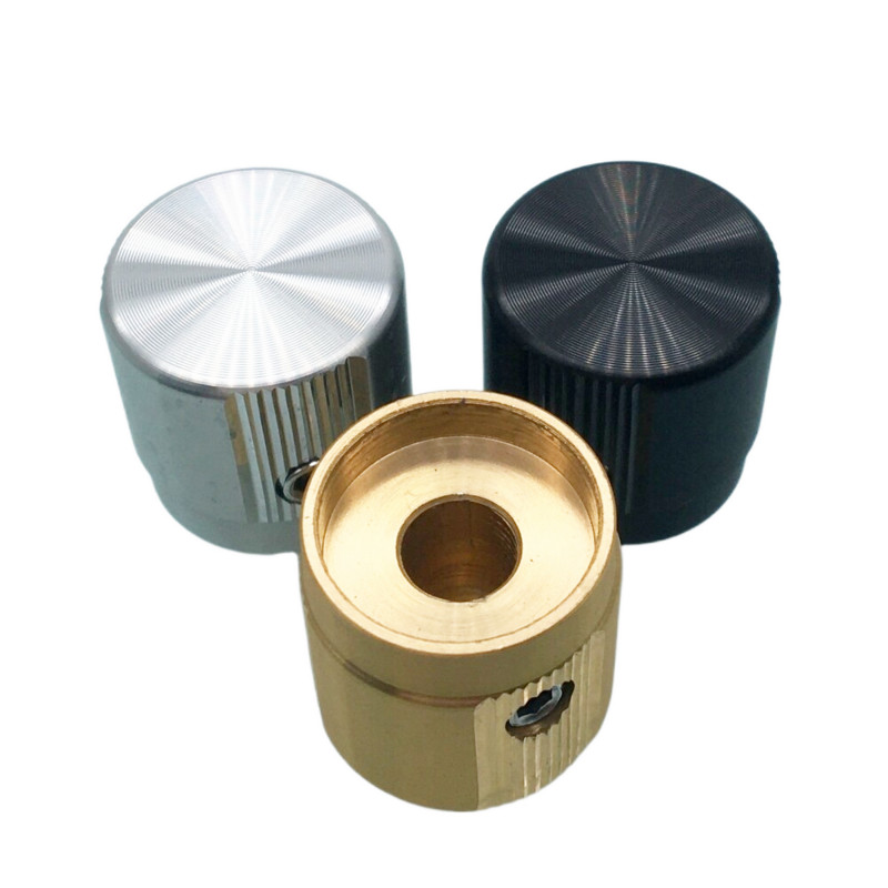 1 tk tipptasemel alumiiniumist nupuga potentsiomeetri nupp 17 * 17 * 6 mm helitugevuslüliti pöördkodeerija nupud hõbedane/must/kuldne