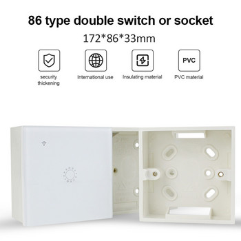 Висококачествена външна монтажна кутия за стенен превключвател тип 86, бяла кутия за контакти, 86*86*33 мм, повърхностна стенна кутия за монтаж на сензорен превключвател
