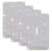 Γυαλιστερό Κάλυμμα Πιάτου Τοίχου 4 τμχ Κάλυμμα Διακόπτη Φωτός Διακοσμητικό Αισθητικής Ασημί Γυαλιστερό Ασημένιο Στρας Πιάτο Τοίχου Πιάτα Τοίχου