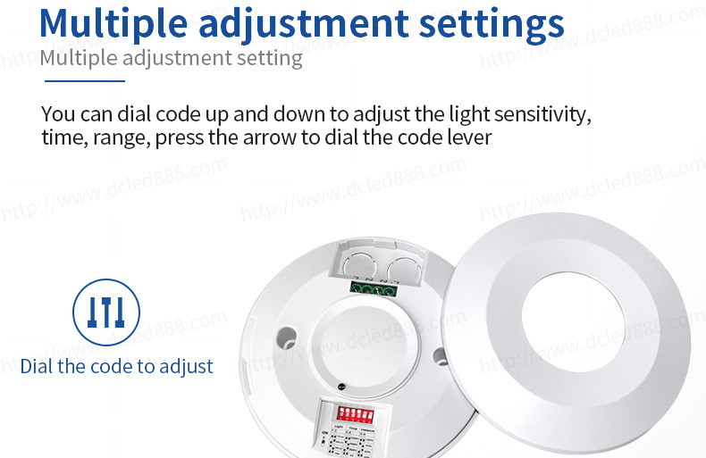 Mikroviļņu sensora slēdzis Sensora korpusa kustības detektors 5,8 GHz regulējams iebūvēts mikroviļņu radara gaismas slēdzis koridora sensoram