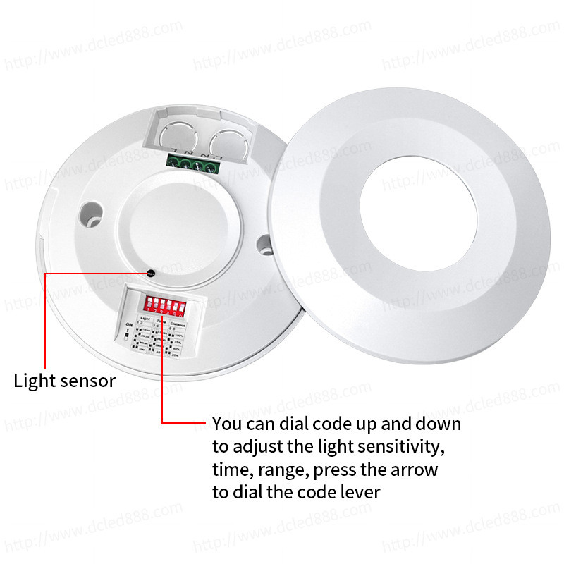 Mikroviļņu sensora slēdzis Sensora korpusa kustības detektors 5,8 GHz regulējams iebūvēts mikroviļņu radara gaismas slēdzis koridora sensoram