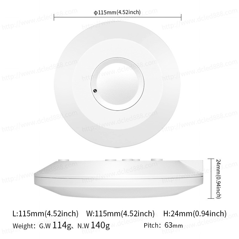 Mikroviļņu sensora slēdzis Sensora korpusa kustības detektors 5,8 GHz regulējams iebūvēts mikroviļņu radara gaismas slēdzis koridora sensoram