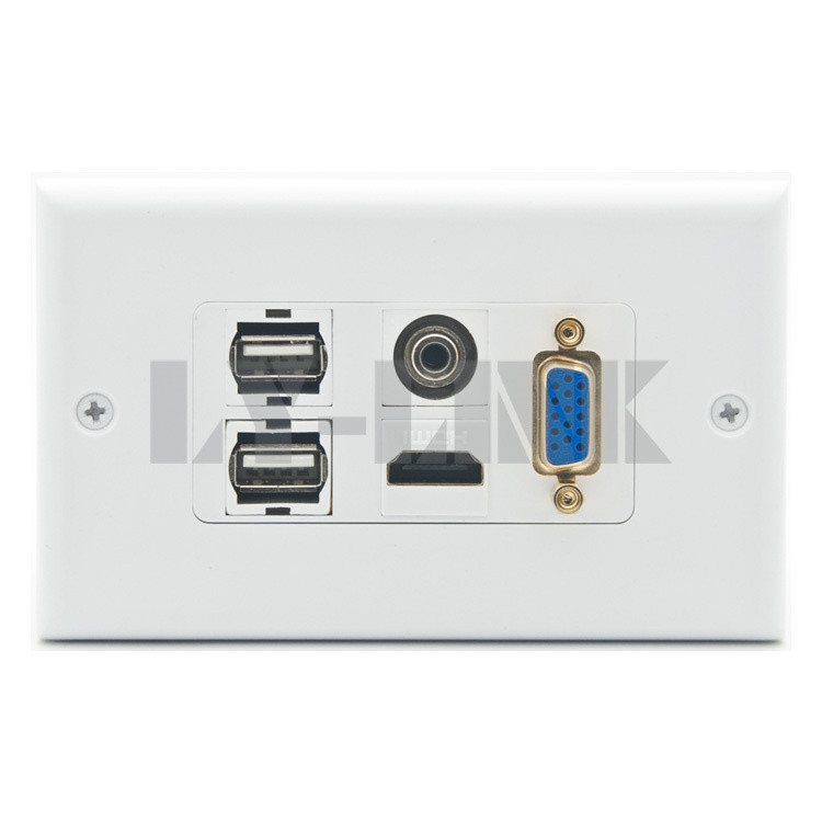 VGA, 1 port HDMI, 1 port 3,5 mm audio i 2 porta USB zidna ploča sa ženskim na ženski konektor