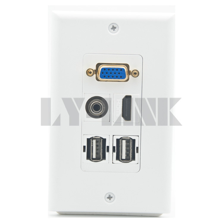 VGA, 1 port HDMI, 1 port 3,5 mm audio i 2 porta USB zidna ploča sa ženskim na ženski konektor