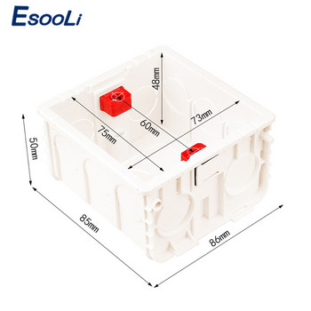 EsooLi 3 цвята регулируема монтажна кутия Вътрешна касета 86 мм * 83 мм * 50 мм за 86 Тип сензорен превключвател и гнездо Окабеляване Задна кутия
