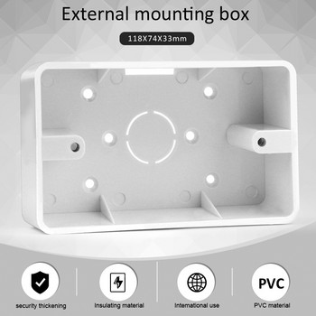 Долна кутия за повърхностен монтаж на стена 118 мм * 74 мм * 34 мм PVC пластмасов превключвател Външна монтажна кутия за гнездо за стенен превключвател на САЩ