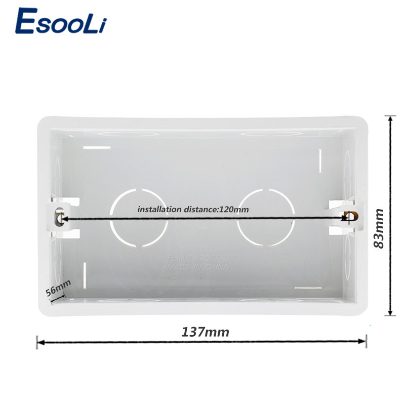 Esooli kutija za zidnu montažu, unutarnja kazeta, bijela stražnja kutija 137*83*56 mm za 146 mm*86 mm, standardni prekidač osjetljiv na dodir i USB utičnicu