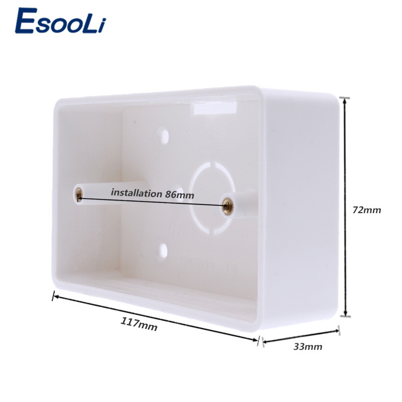 Esooli ārējā montāžas kārba 117 mm * 72 mm * 33 mm 118 * 72 mm skārienslēdzim un USB ligzda jebkurai sienas virsmas pozīcijai