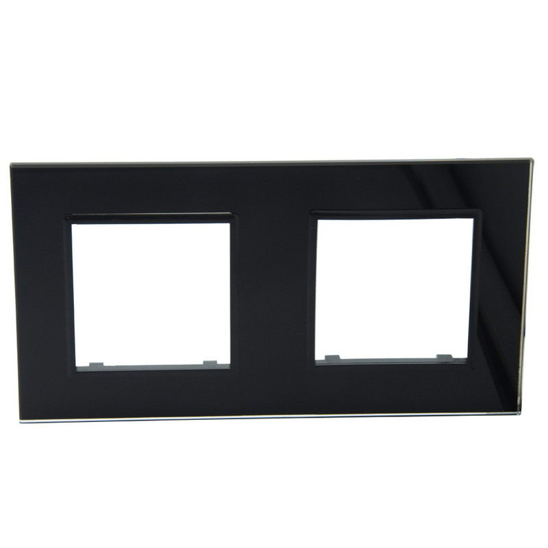 DMTMB 2 Gang ES standarta kristāla stikla priekšējā plāksne sienas slēdža ligzdai