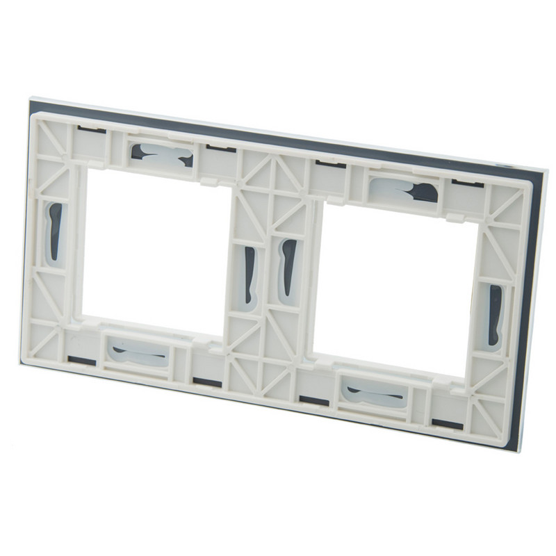 DMTMB 2 Gang ES standarta kristāla stikla priekšējā plāksne sienas slēdža ligzdai