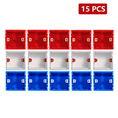 Montāžas kārba EU regulējama balta sarkana zila iekšējā kasete universāls slēdzis un kontaktligzdas vadu aizmugures kaste 86 * 83 * 49 mm 86 tipam