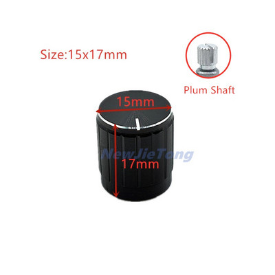 5 komada potenciometar/gumbi za kodiranje potenciometar od crne aluminijske legure Kapice prekidača 30/21/15 x 17 mm poluosovina visna osovina