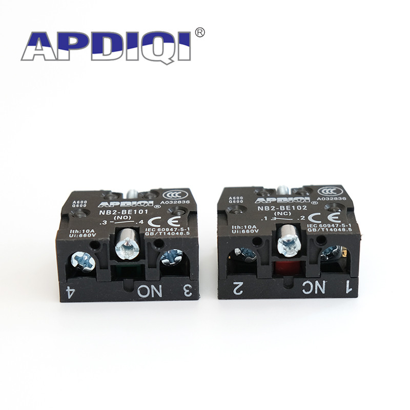 10 gab XB2 parasti atvērta un aizvērta kontaktu bloka spiedpogas slēdža daļas NO Zaļa NC Sarkana BE101 BE102 ZB2