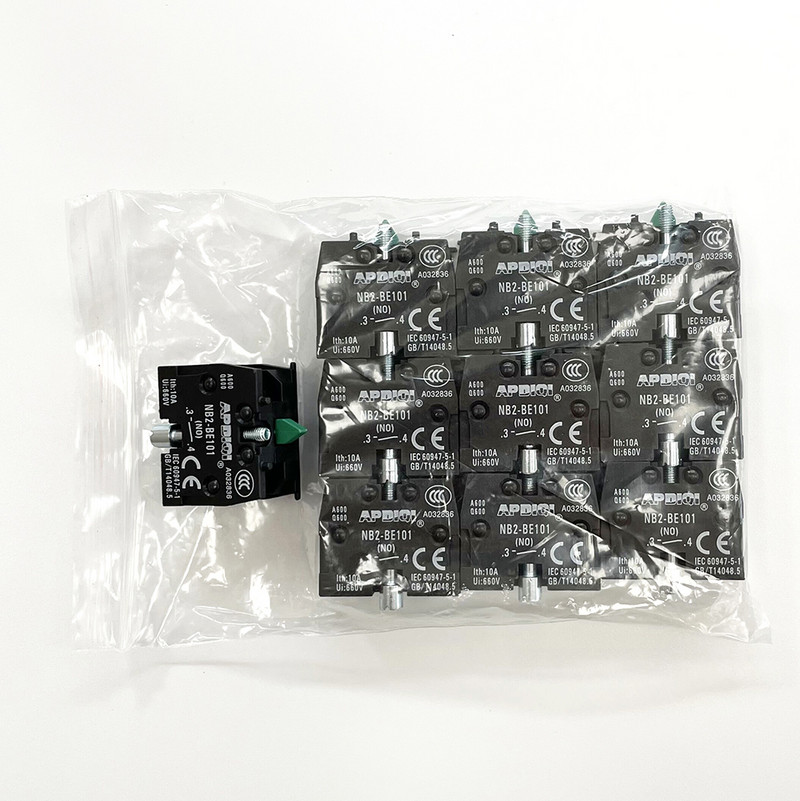 10 gab XB2 parasti atvērta un aizvērta kontaktu bloka spiedpogas slēdža daļas NO Zaļa NC Sarkana BE101 BE102 ZB2