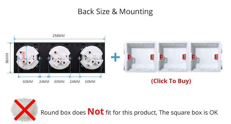 L6 DIY prilagodba Triple 3 Gang Siva staklena okvirna ploča za L6 zidne umetke za utičnice prekidača