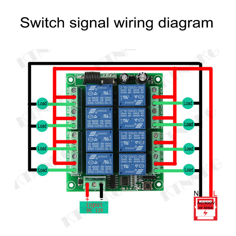 DC12V 8CH juhtmevaba nutikas kodu kaugjuhtimispult lüliti vastuvõtja relee moodul kontroller TX 8 nuppu 433 MHz RF saatja