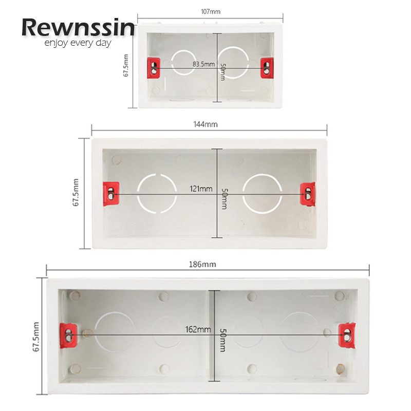 Rewnssin crveno bijela zidna razvodna kutija Utičnice i prekidači za svjetlo Stražnja kutija Skrivena kazeta Čile Italija Montažna kutija