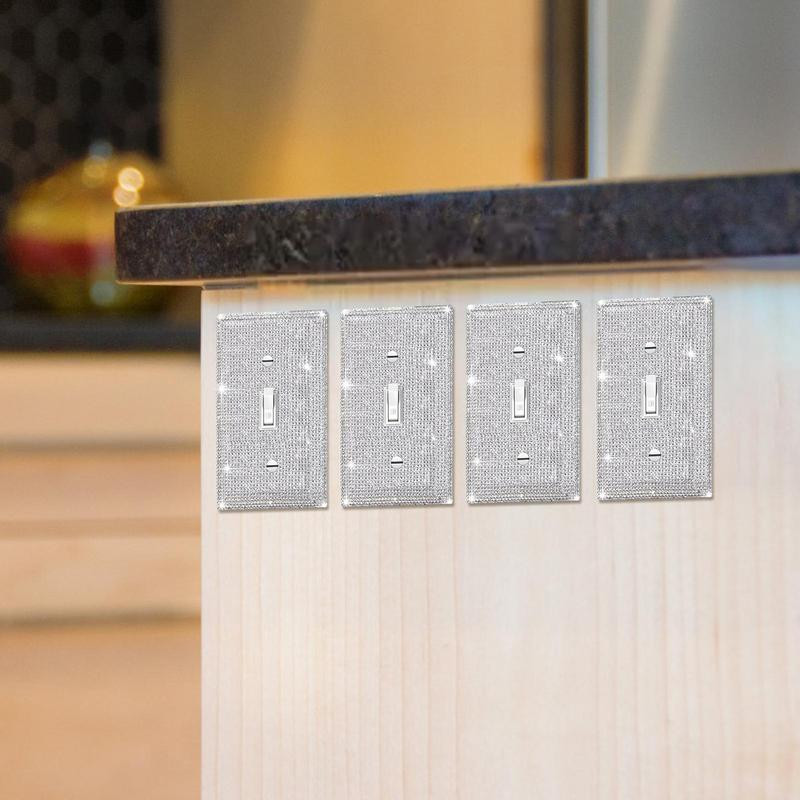 Sjajna zidna ploča Poklopac 4 kom Poklopac prekidača svjetla Dekorativni estetski svjetlucavi Poklopac prekidača svjetla Bling Outlets Poklopac Bling Light