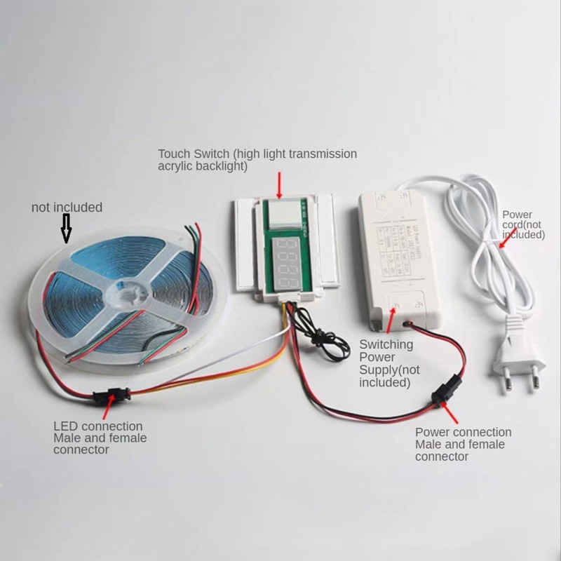 DC12V jedno dugme za senzor na dodir sa LED zaslonom temperature sata za prekidač na dodir za ogledalo u kupaonici