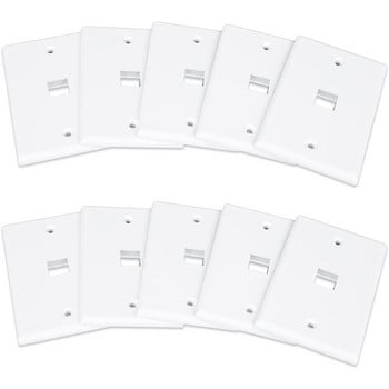 10 пакета с 1 порт Keystone Jack Wall Plate, нископрофилна Ethernet стенна плоча Single Gang Wall Plate за Keystone Jack White