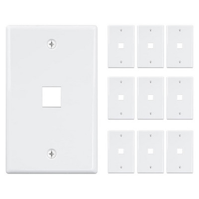 10 pack 1 portu Keystone ligzdas sienas plāksne, zema profila Ethernet sienas plāksne, vienas grupas sienas plāksnes Keystone Jack White