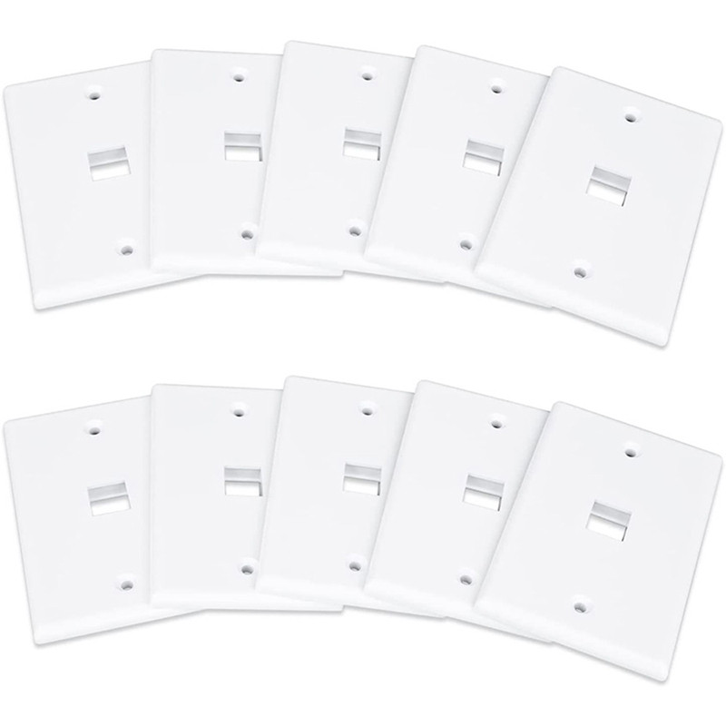 10 pack 1 portu Keystone ligzdas sienas plāksne, zema profila Ethernet sienas plāksne, vienas grupas sienas plāksnes Keystone Jack White