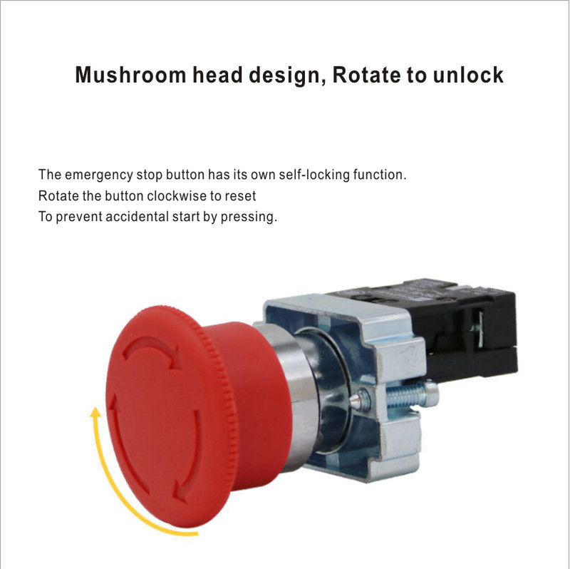 Prekidač za zaustavljanje u nuždi ZB2 BE102C (NC) Kontaktni blok ZB2 BE101C (NO) Pritisnite za otvaranje, okrenite za resetiranje