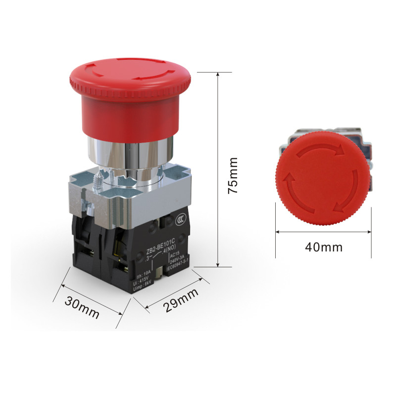 Prekidač za zaustavljanje u nuždi ZB2 BE102C (NC) Kontaktni blok ZB2 BE101C (NO) Pritisnite za otvaranje, okrenite za resetiranje