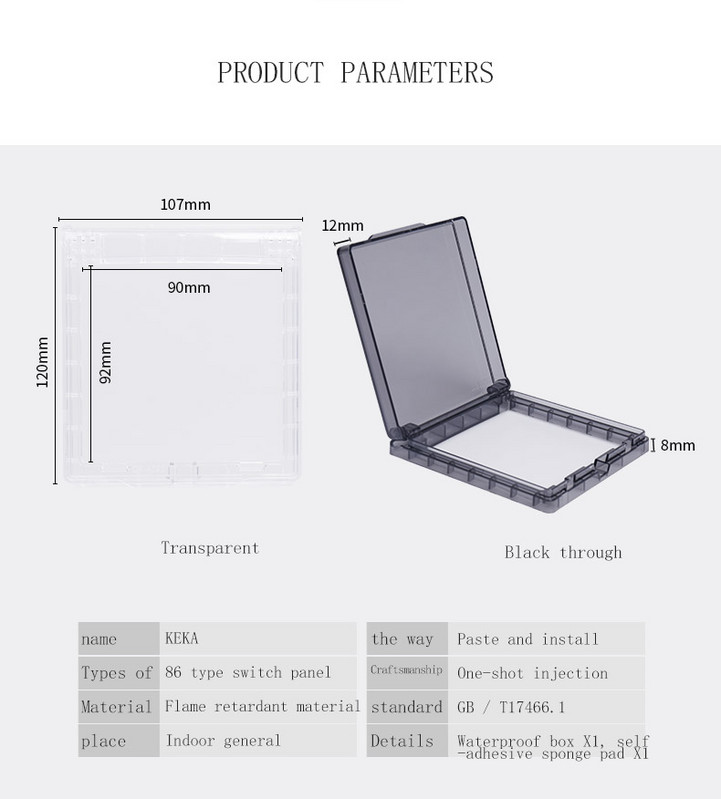 86 tüüpi isekleepuv seinakontakti veekindel kast elektripistiku kate Vannitoa seinalüliti kaitsekate pistikupesa pritsmed