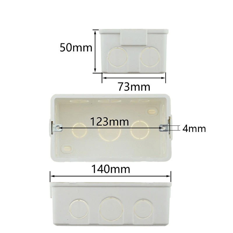 Avoir 146 * 86 mm kontaktligzdas slēdža kasešu montāžas kārba Sienas montāžas kārba Iekšējā kasešu sadales kārba slēptā uzstādīšana