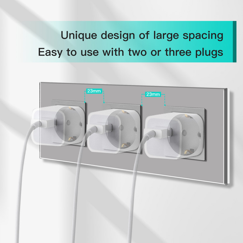 BSEED EU standard ühe pistikupesaga kristallpaneel 16A topelt seinakontaktid kolmekordsed pistikupesad klaasist neljakordsed seinakontaktid