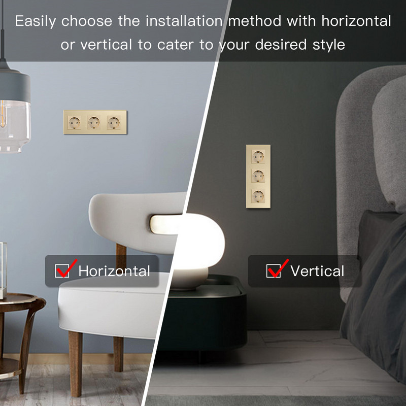 BSEED EU standard ühe pistikupesaga kristallpaneel 16A topelt seinakontaktid kolmekordsed pistikupesad klaasist neljakordsed seinakontaktid