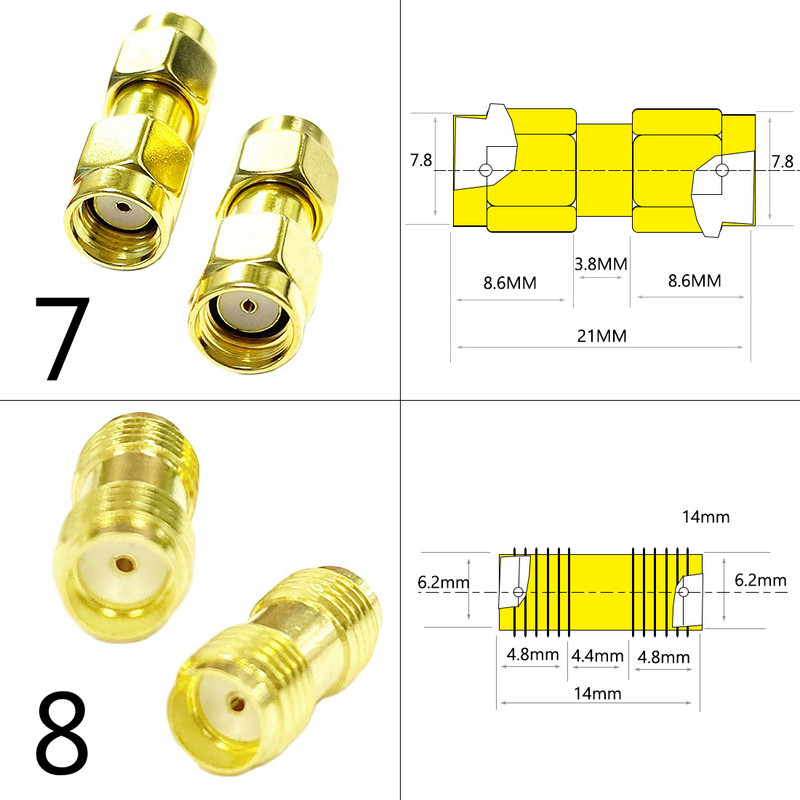 DexMRtiC SMA muški / ženski RF koaksijalni adapterski konektor Ravni pravi kut T tipa razdjelnik pozlaćen NOVO Veleprodaja