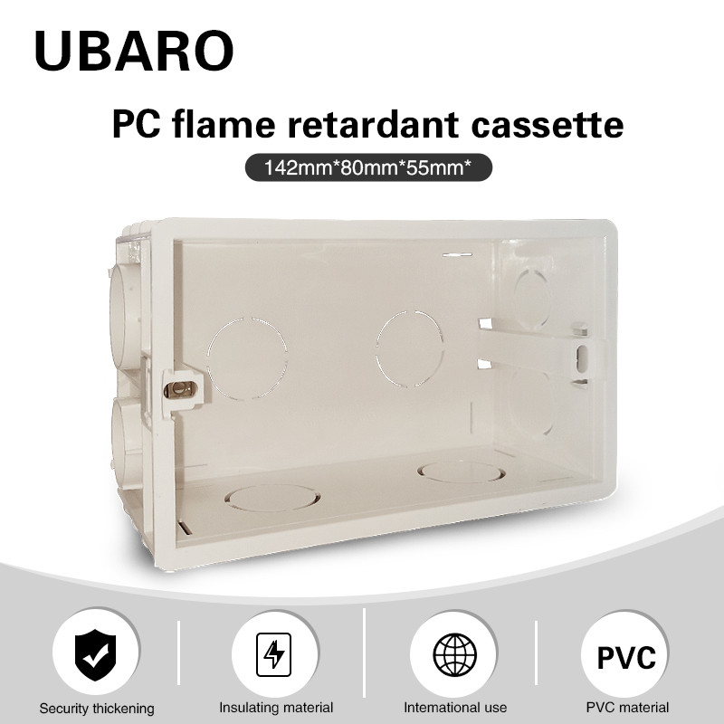 142 * 80 * 55 mm ligzda, slēpts apakšējais korpuss PC plastmasas materiāls balta virsma izvads sienas pieskāriena slēdzis kombinētā sadales kārba