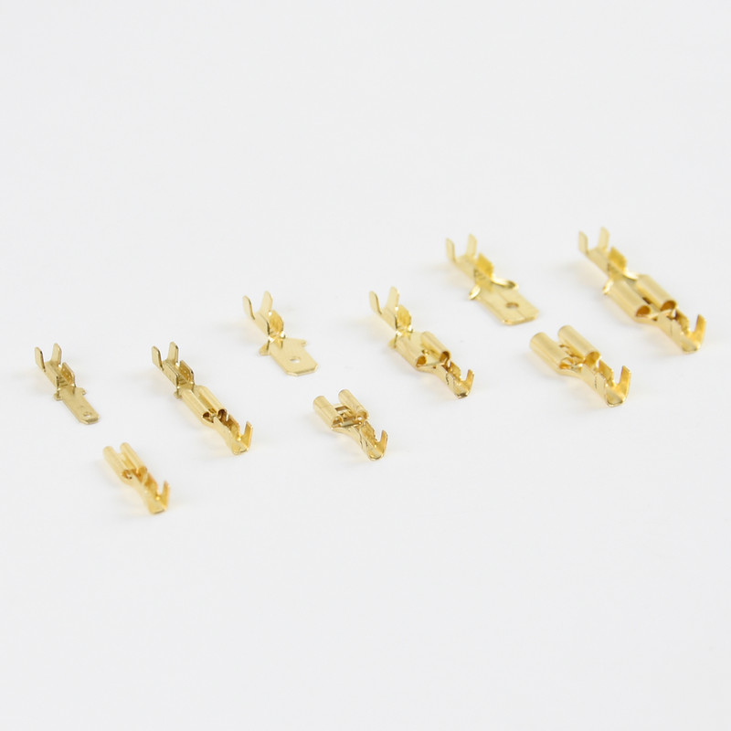 100 gab/partija 2,8/4,8/6,3 mm sieviešu un vīriešu gofrēšanas spailes misiņa automašīnas skaļrunis elektrisko vadu savienotāji un izolācijas apvalks