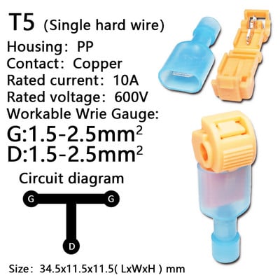 10/20/40/50Pcs T-Tap konektor Brzi električni kabelski konektor Snap Splice Lock Stezaljka za žicu Vodootporna stezaljka za žicu